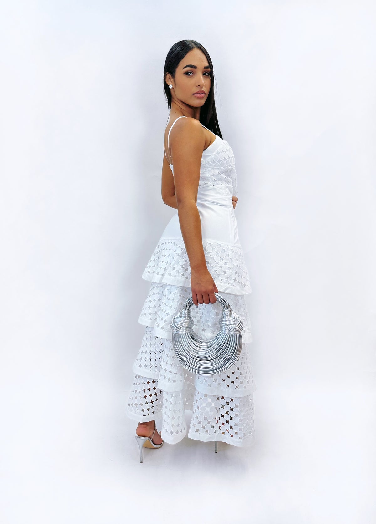 Elegant White Dress with Simple Ruffles