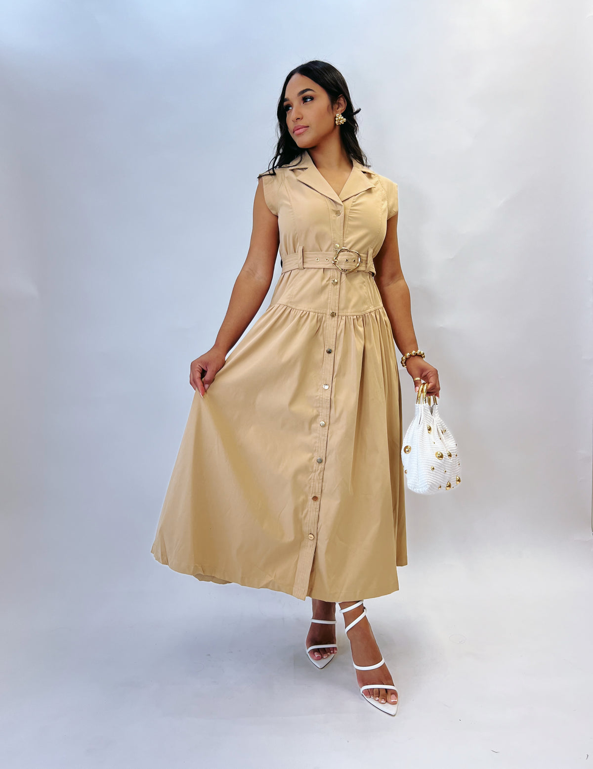 Moderns and Yours Midi Dress Beige